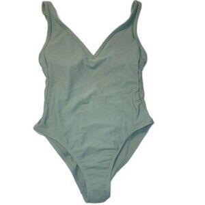 KONA SOL Sage Green V-neck High Leg One Piece Swimsuit